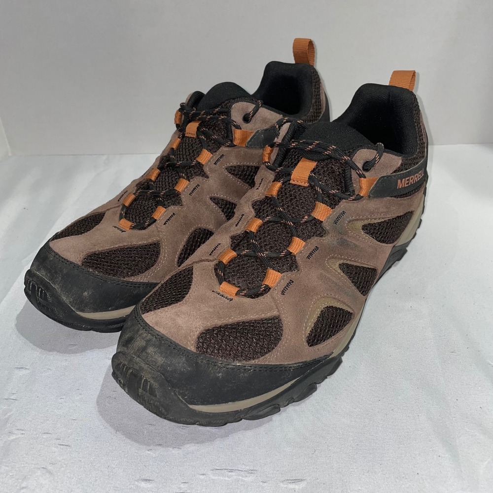 Merrell Mens Alverstone Hiking‎ Shoes Brown Suede Mesh J31275 Size 13